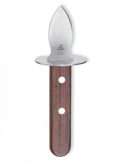Triangle oyster opener with brown wooden handle Triangle oyster opener with brown wooden handle
