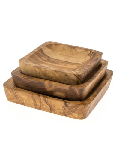 Cretan Knives Skalidakis Olive Wood Square Plate Set 3 pc Cretan Knives Skalidakis Olive Wood Square Plate Set 3 pc