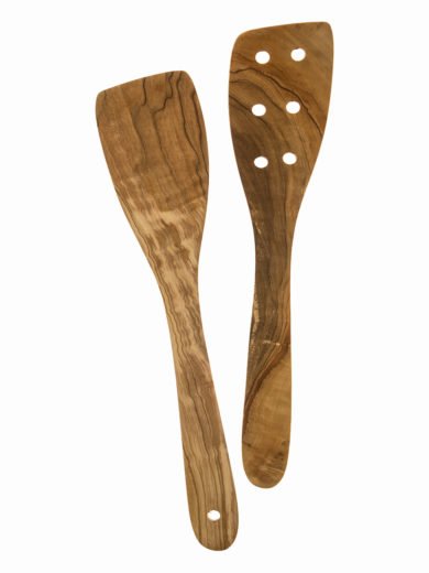 Cretan Knives Skalidakis Olive Wood Spatula 25cm & Perforated Spatula 25cm Cretan Knives Skalidakis Olive Wood Spatula 25cm & Perforated Spatula 25cm
