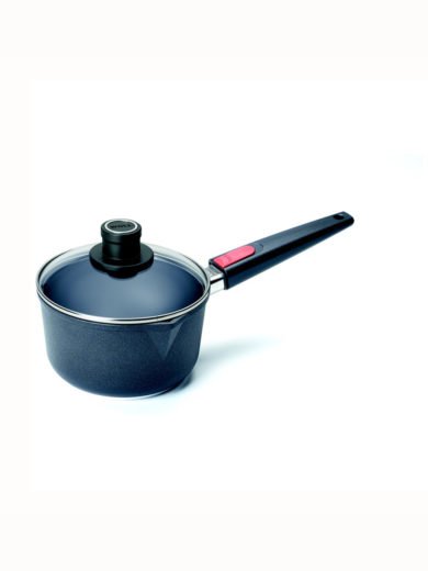 Woll Titanium Nowo Saucepan, matching safety glass lid and detachable handle 18cm Woll Titanium Nowo Saucepan, matching safety glass lid and detachable handle 18cm