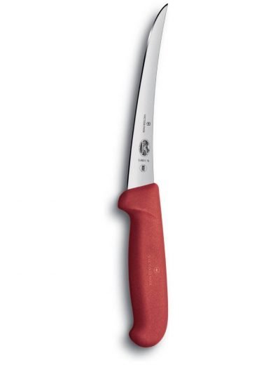 Victorinox boning knife, narrow curved blade, 12cm red Fibrox handle Victorinox boning knife, narrow curved blade, 12cm red Fibrox handle