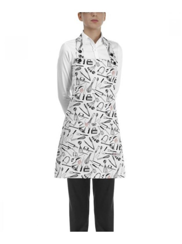 Egochef Ποδιά Επιστήθια Κοντή Λευκή Με Σχέδια Chefwear Egochef Ποδιά Επιστήθια Κοντή Λευκή Με Σχέδια Chefwear