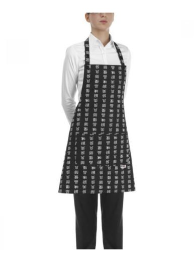 Egochef Ποδιά Επιστήθια Κοντή Mαύρη Με Σχέδια Chen-Da