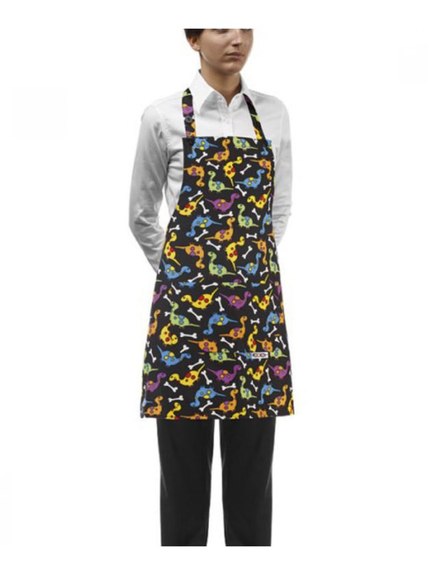 Egochef Ποδιά Επιστήθια Κοντή Mαύρη Με Σχέδια Dino Egochef Ποδιά Επιστήθια Κοντή Mαύρη Με Σχέδια Dino