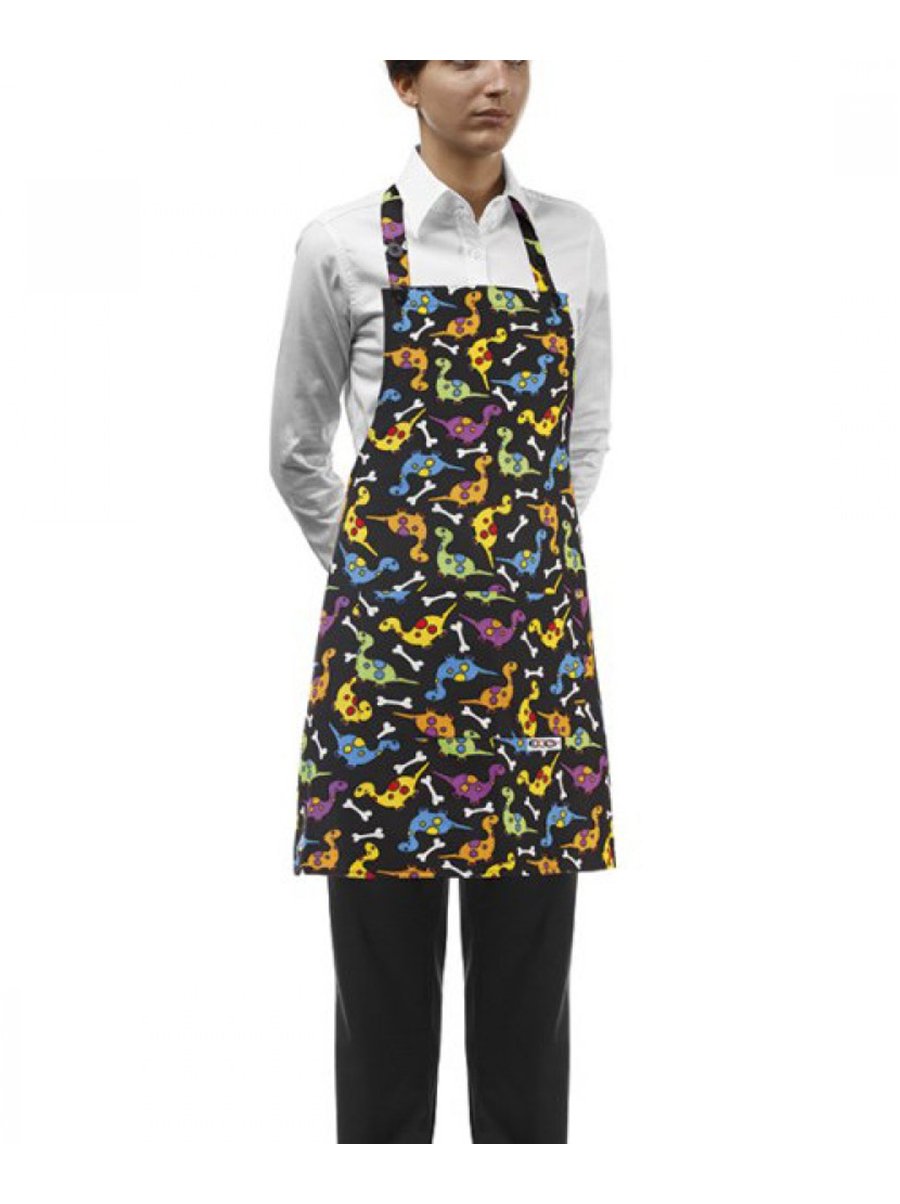 Egochef Ποδιά Επιστήθια Κοντή Mαύρη Με Σχέδια Dino Egochef Ποδιά Επιστήθια Κοντή Mαύρη Με Σχέδια Dino