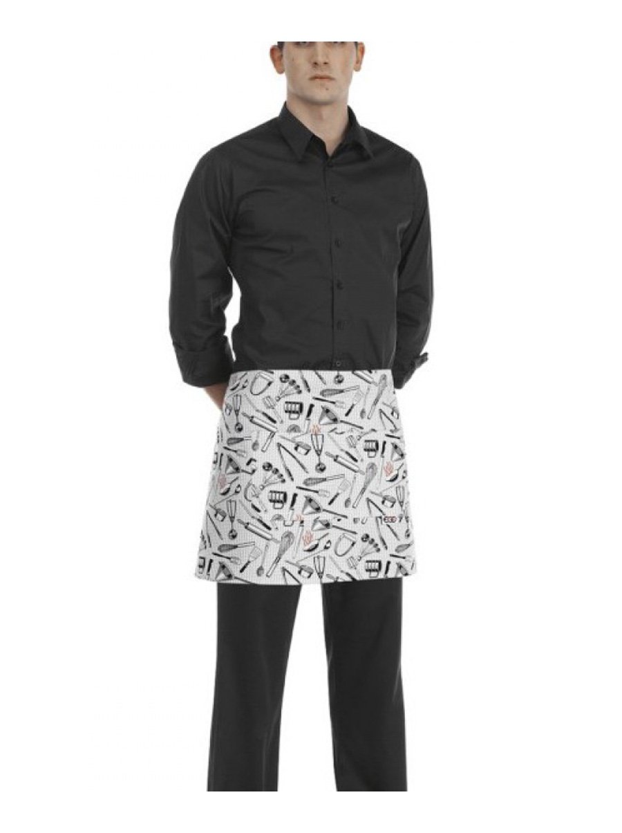 Egochef Ποδιά Μέσης 40x70 εκ Λευκή Με Σχέδια Chefwear Egochef Ποδιά Μέσης 40x70 εκ Λευκή Με Σχέδια Chefwear