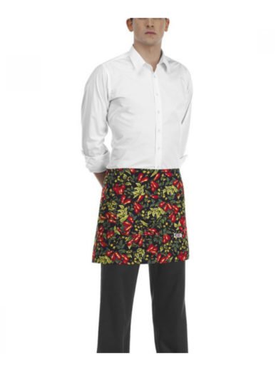 Egochef Waist Apron 40x70 cm Black With Prints Tomato Egochef Waist Apron 40x70 cm Black With Prints Tomato