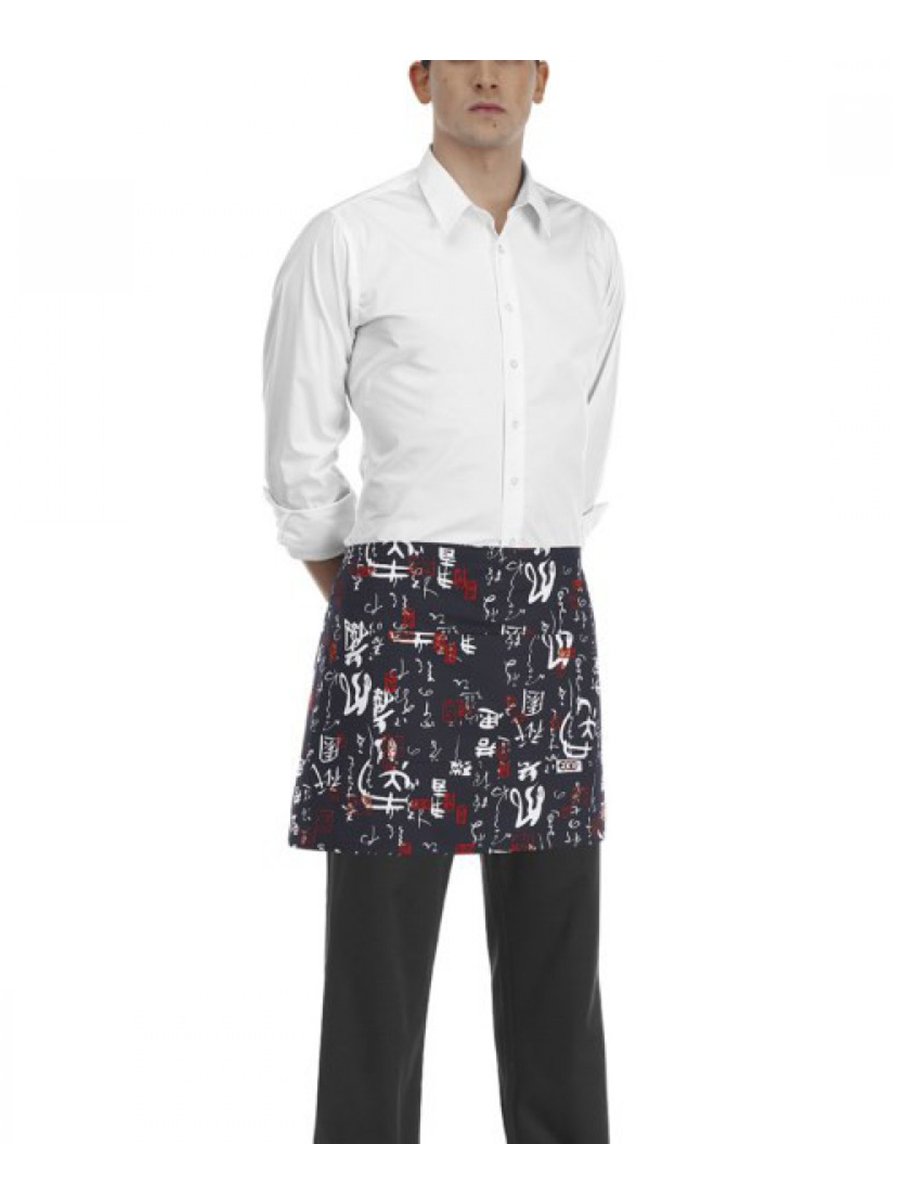 Egochef Ποδιά Μέσης 40x70 cm Μαύρη Με Σχέδια Jap Egochef Ποδιά Μέσης 40x70 cm Μαύρη Με Σχέδια Jap