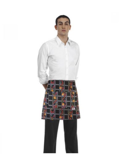 Egochef Waist Apron 40x70 cm Black With Prints Pepper Egochef Waist Apron 40x70 cm Black With Prints Pepper