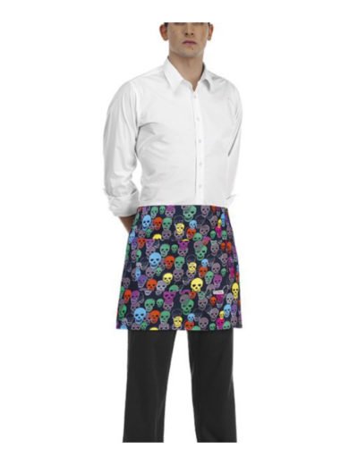 Egochef Waist Apron 40x70 cm Black With Prints Colour Sculls Egochef Waist Apron 40x70 cm Black With Prints Colour Sculls