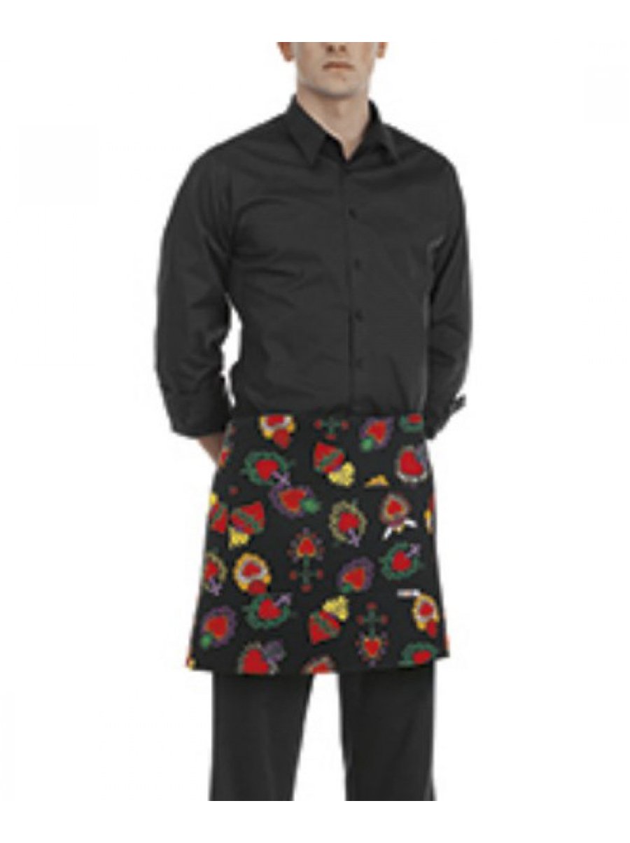 Egochef Ποδιά Μέσης 40x70 cm Μαύρη Με Σχέδια Hearts Egochef Ποδιά Μέσης 40x70 cm Μαύρη Με Σχέδια Hearts