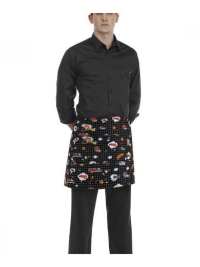 Egochef Waist Apron 40x70 Cm Black With Prints Pop Art Egochef Waist Apron 40x70 Cm Black With Prints Pop Art