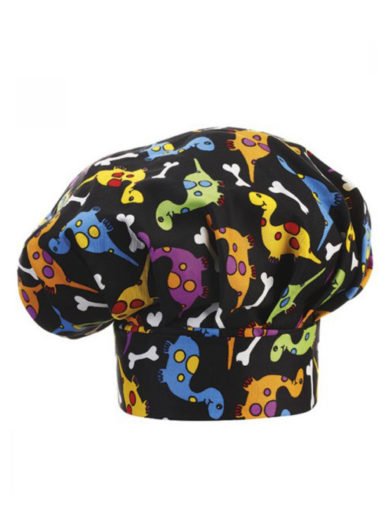 Egochef Σκούφος Σεφ Μαύρος Με Σχέδια Dino