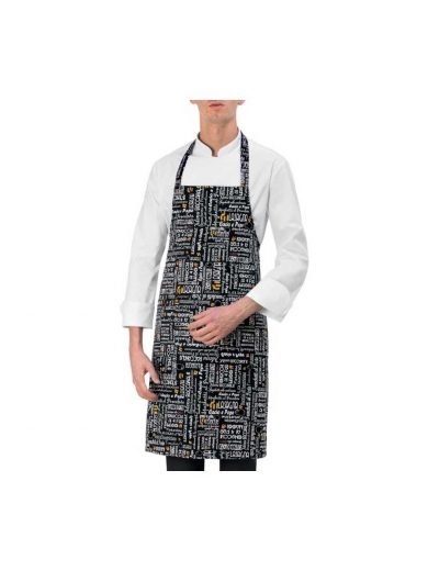 Giblor's Bib Apron Long Black With Prints Menu Giblor's Bib Apron Long Black With Prints Menu
