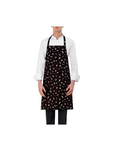 Giblor's Bib Apron Long Black With Prints Kitchen Giblor's Bib Apron Long Black With Prints Kitchen