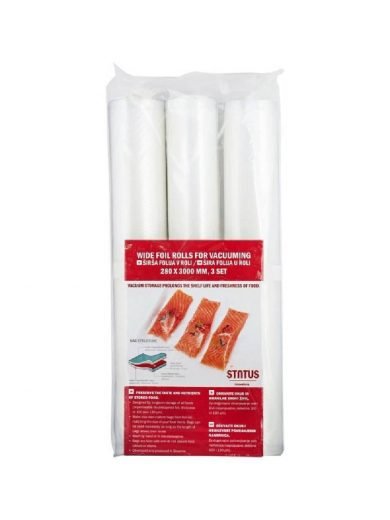 Status, Σακούλες Vacuum Συντήρησης Τροφίμων 28 εκατ. Σε Ρολό 3 Μέτρων, σετ 3 τμχ