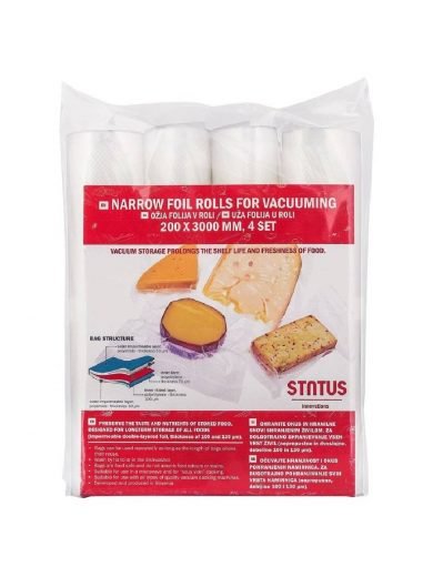 Status, Σακούλες Vacuum Συντήρησης Τροφίμων 20 εκατ. Σε Ρολό 3 Μέτρων, σετ 4 τμχ