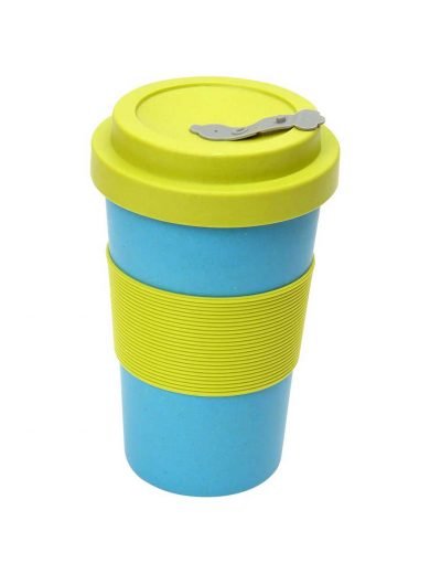 Dexam Bamboo Mug With Silicone Lid and Handle Blue-Green 400 ml Bambroo Dexam Bamboo Mug With Silicone Lid and Handle Blue-Green 400 ml Bambroo