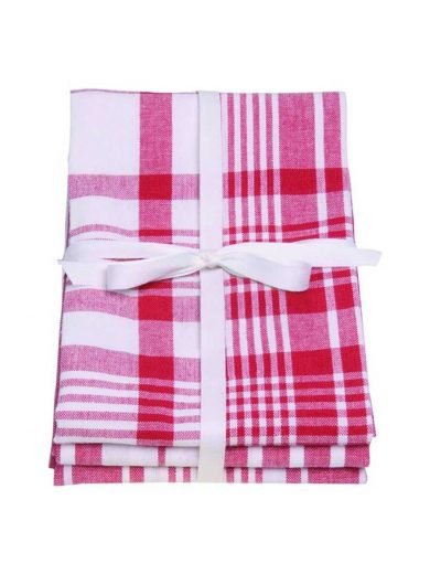 Dexam Πετσέτες Κουζίνας 61x91εκ Κόκκινες Καρό Σετ 3τμχ