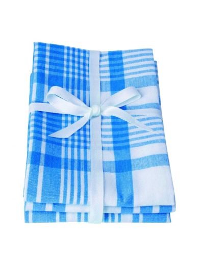 Dexam Πετσέτες Κουζίνας 61x91εκ Μπλε Καρό Σετ 3 τμχ