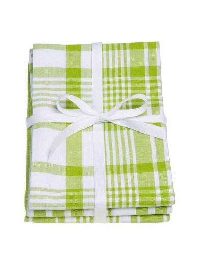 Dexam Πετσέτες Κουζίνας 61x91εκ Πράσινες Καρώ Σετ 3τμχ